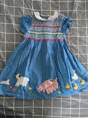 Boden smocked farm animal dress